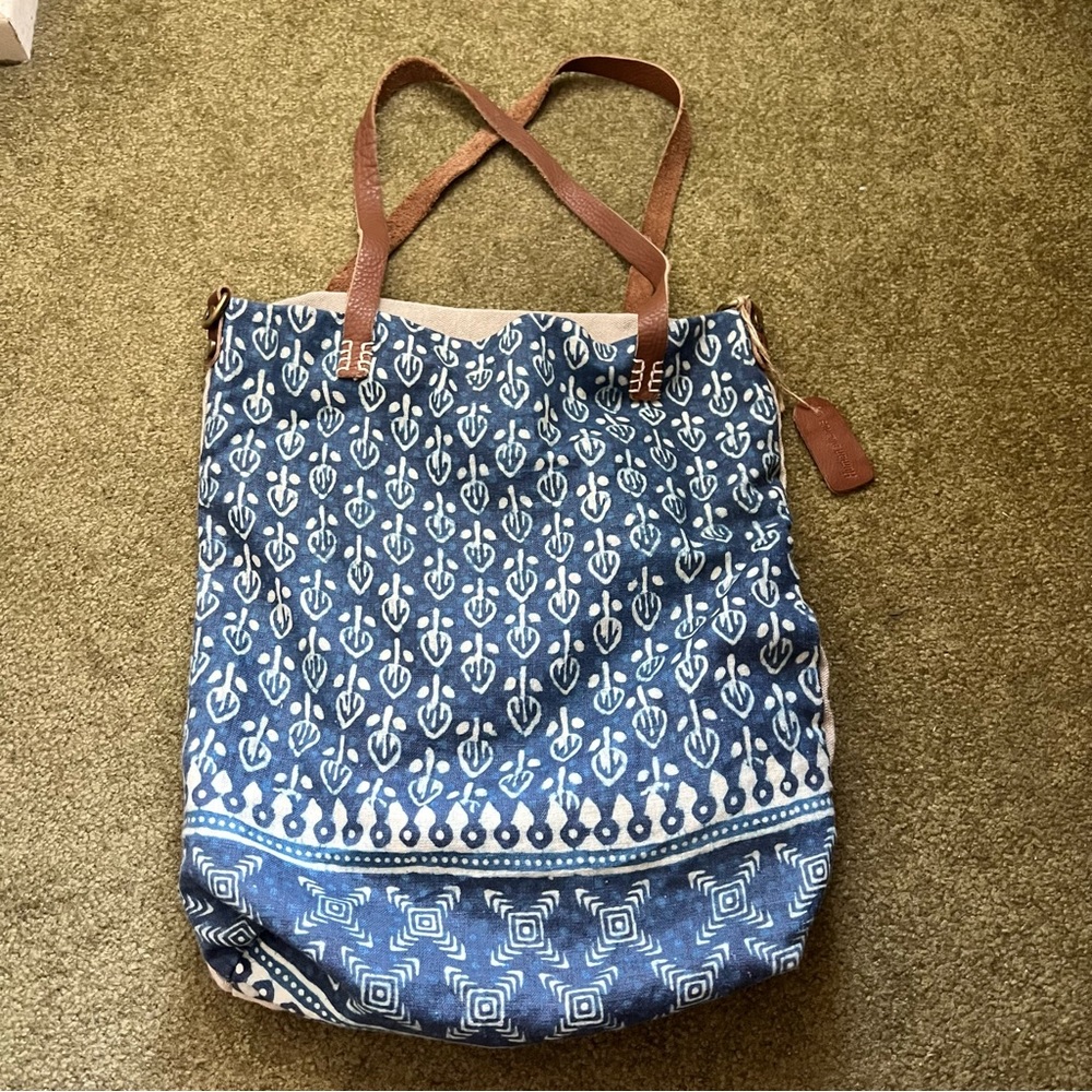 Batik patterned convertible fabric tote bag